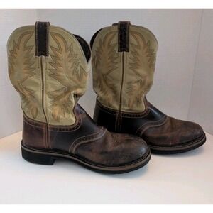 Justin Superintendent Boots Men's US Size 10D Brown Leather Western Work Comfort